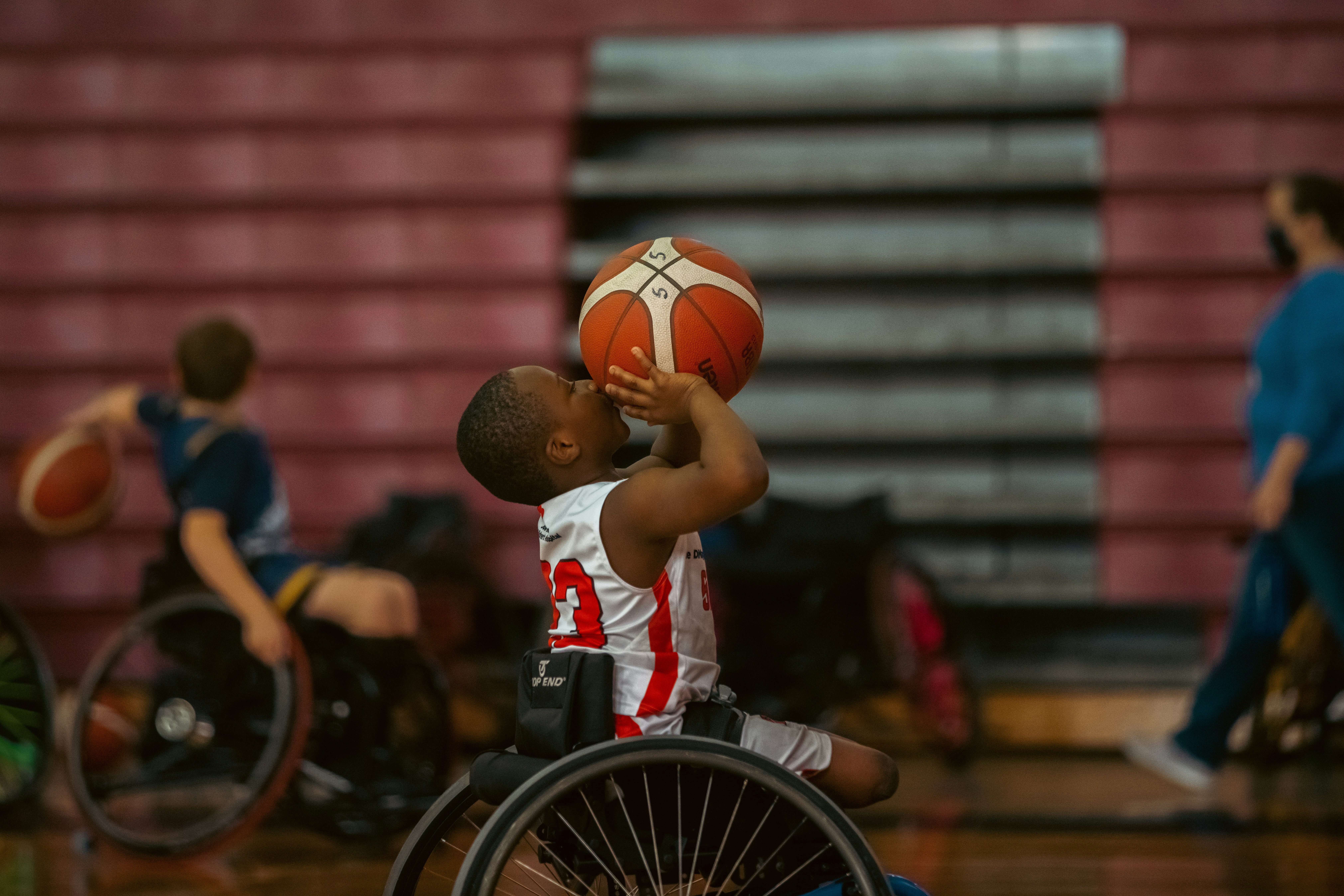 Wheelchair basketball players in action